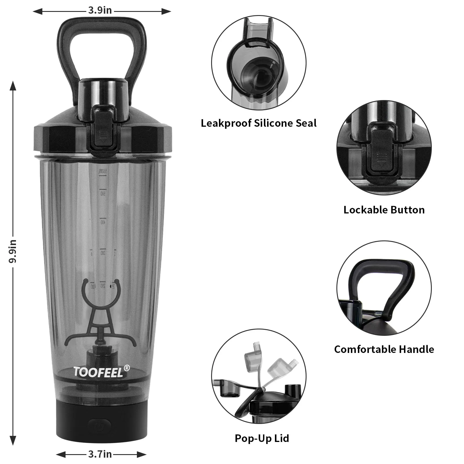 Electric Protein shaker Bottle-Black