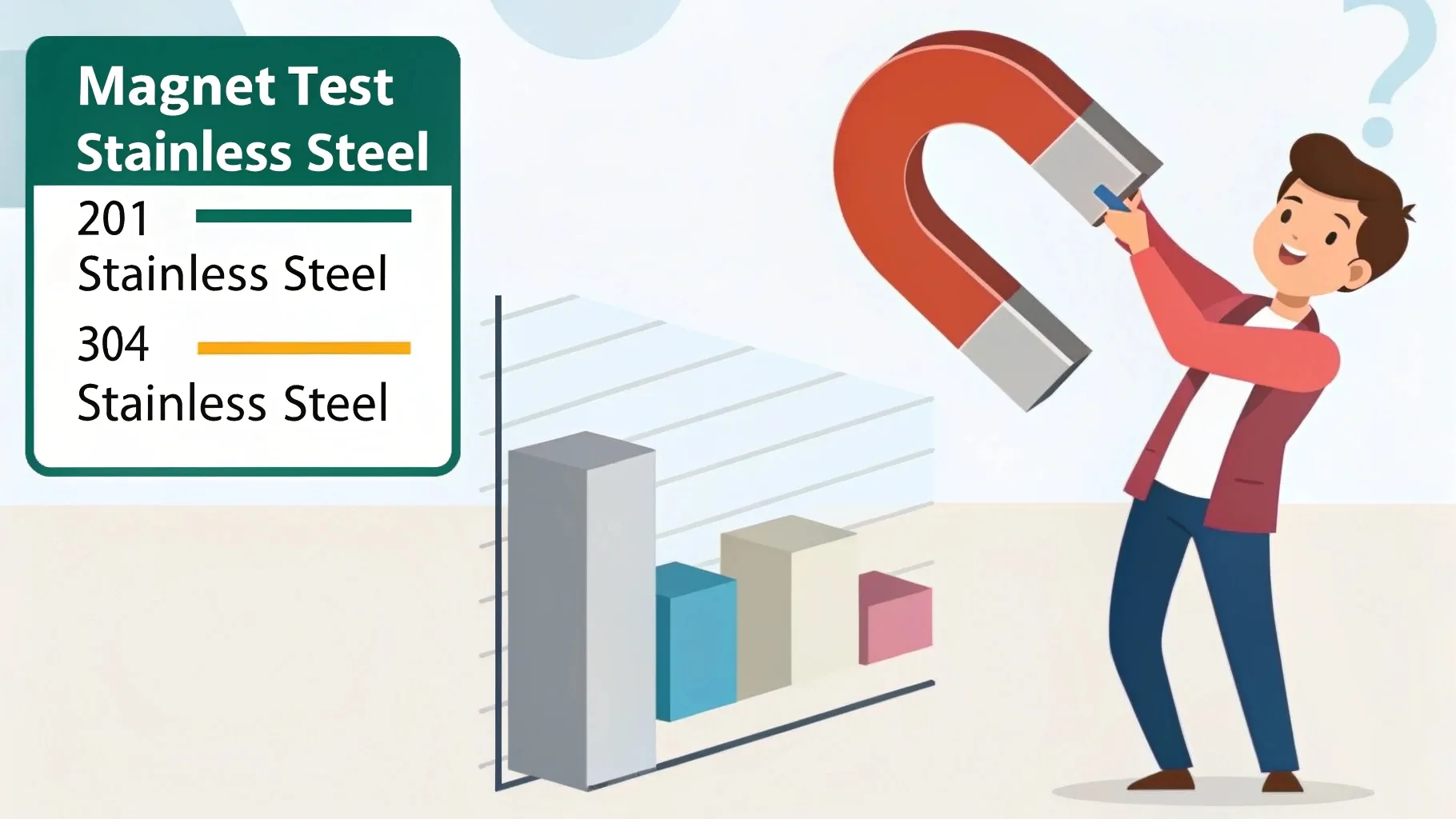 Stainless steel 201 vs. 304 magnet test.