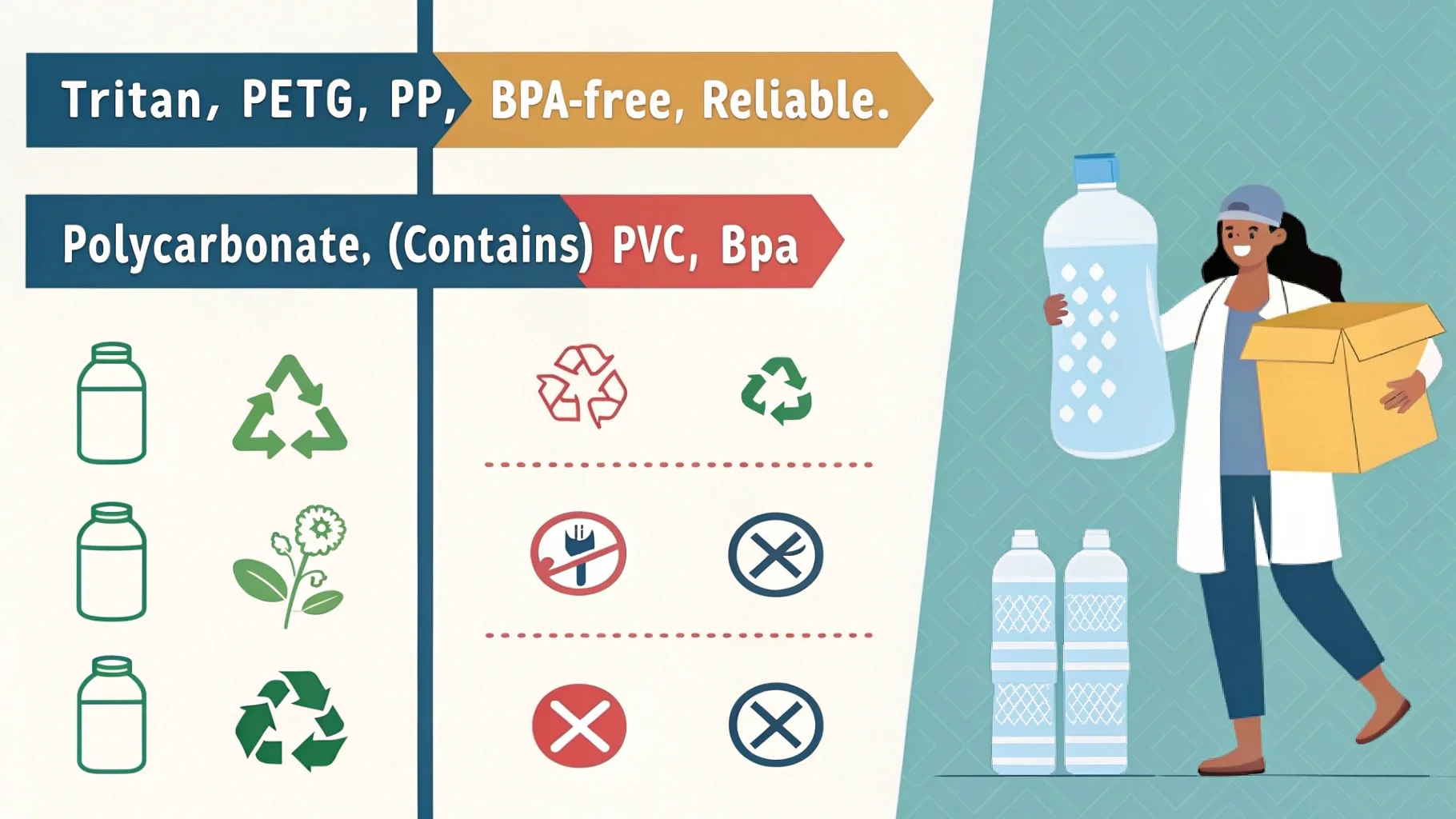 A comparison of safe and unsafe plastic materials.