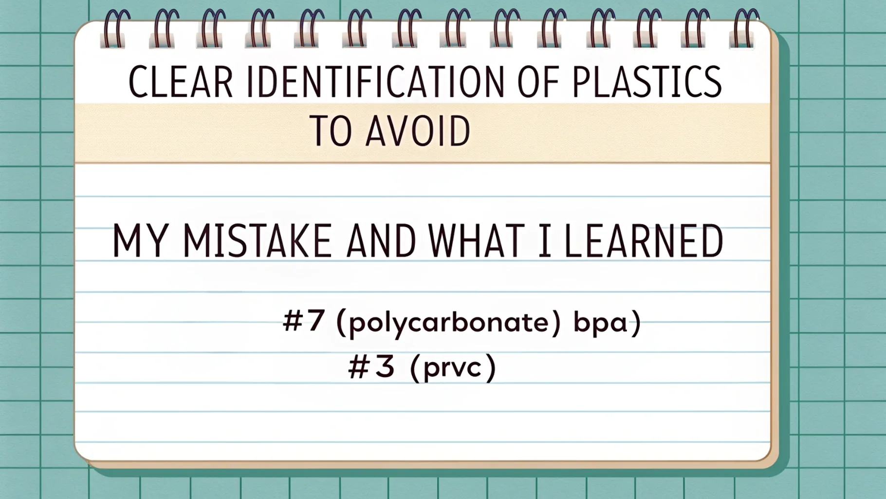 A notebook page listing plastic types to avoid