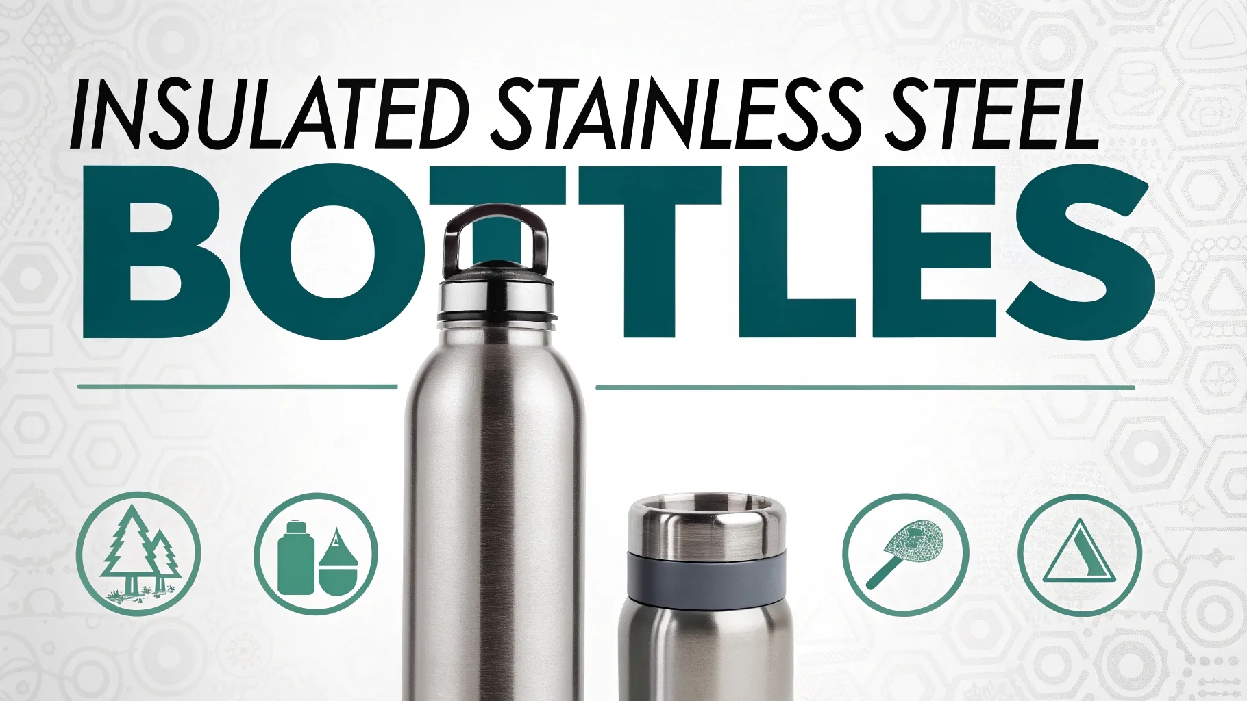 A promotional image for insulated stainless steel bottles.