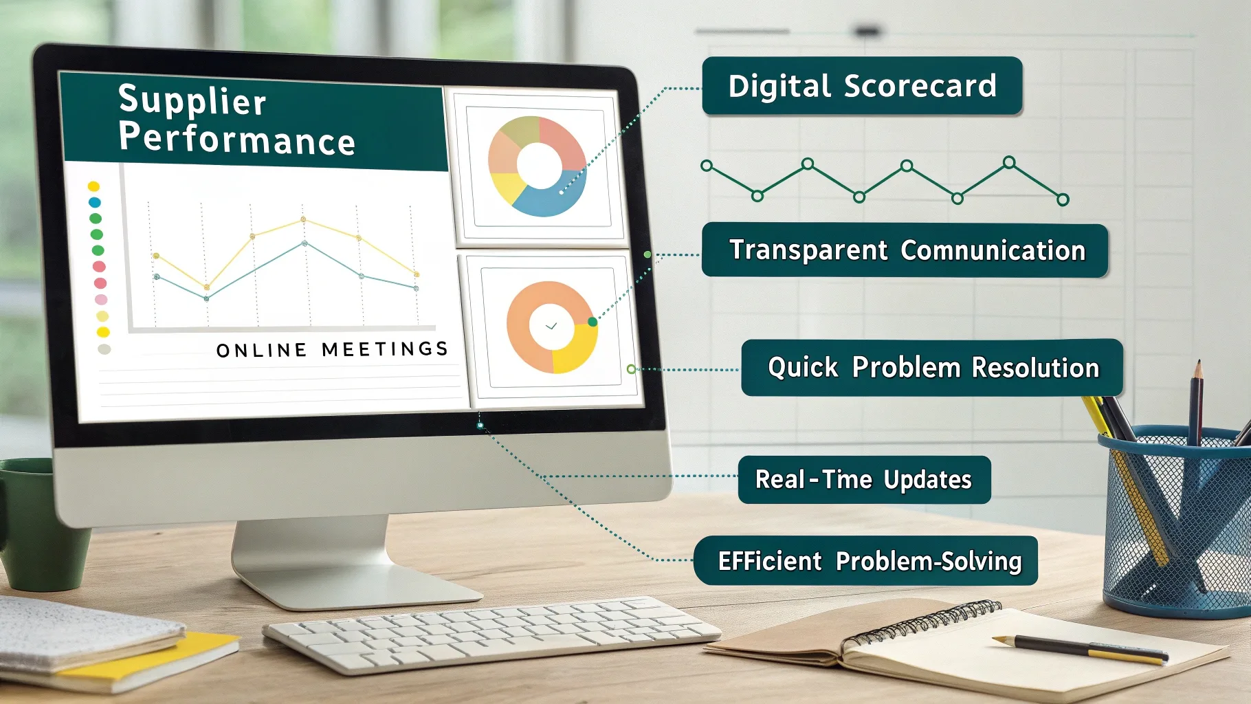 A computer screen displaying supplier performance analytics.