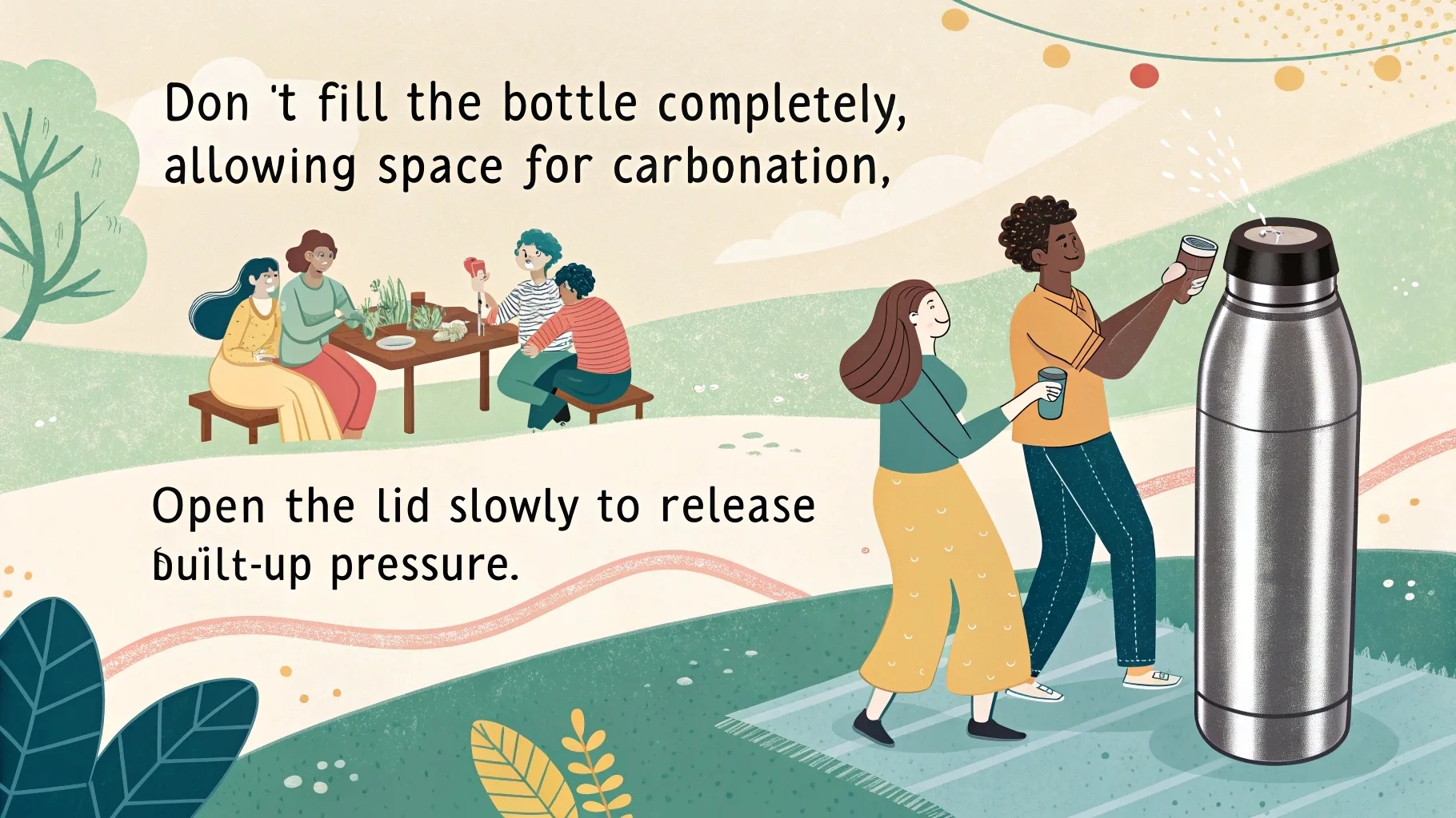 Advice on using carbonated drinks in bottles.