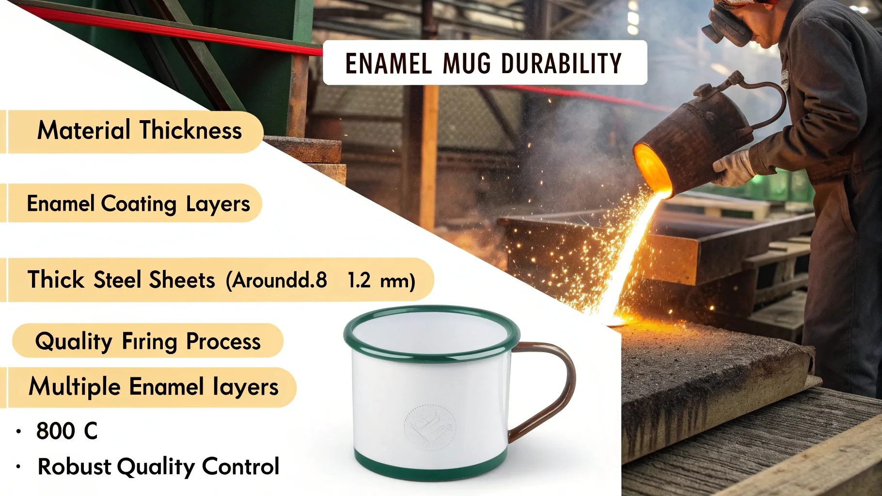 Explanation of enamel mug durability factors.