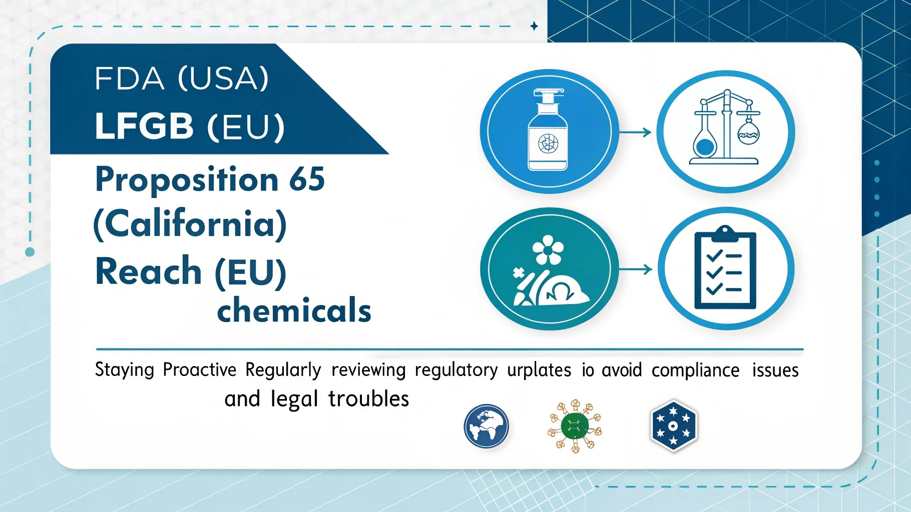 Regulatory compliance standards for food and chemical safety.