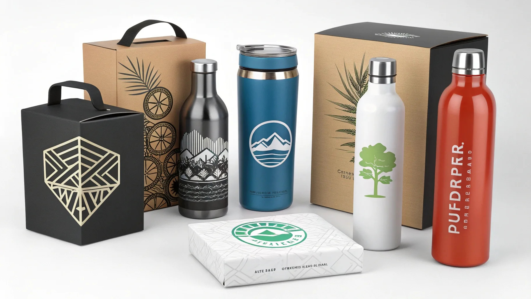 Custom-printed bottles with premium packaging.