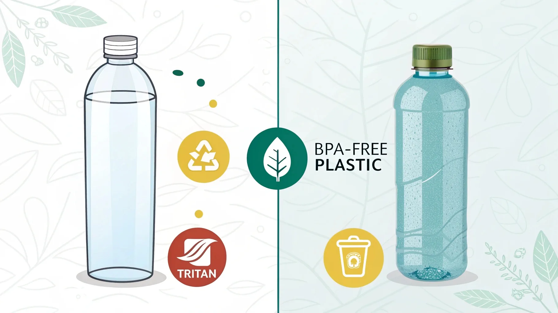 Comparison of traditional plastic and BPA-free plastic bottles.