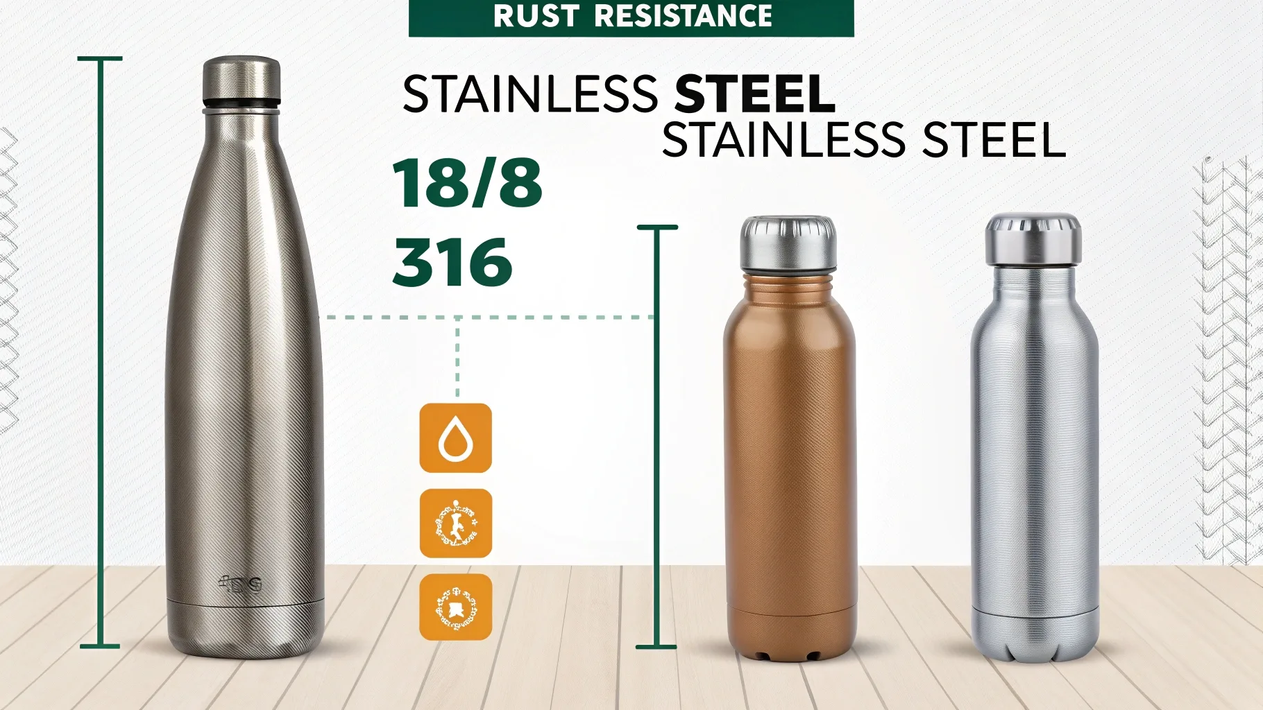 Comparison of stainless steel bottle grades.